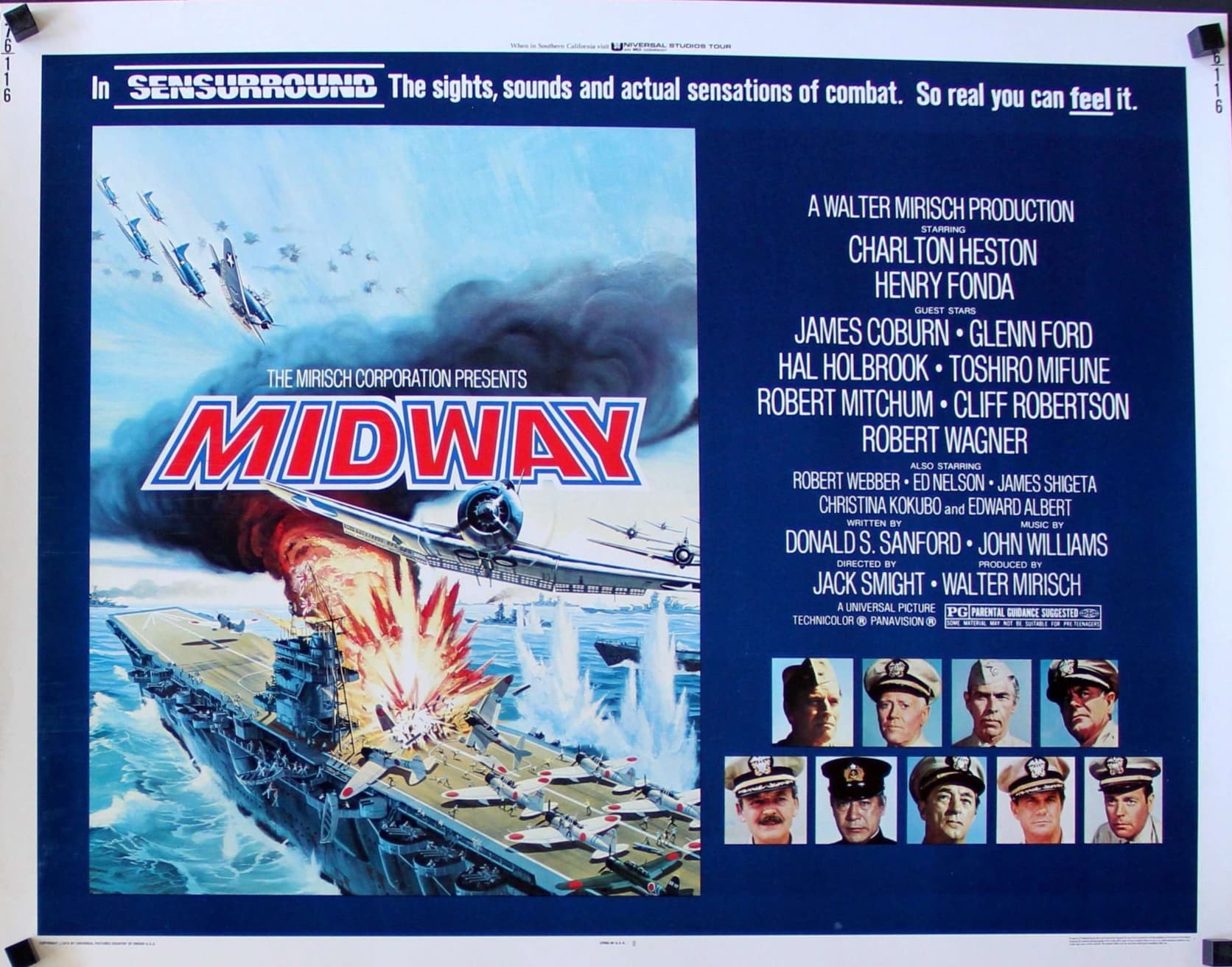 1976 midway poster - A1996 When in Southern California visit Universal Studios Tour In Sensurround The sights, sounds and actual sensations of combat. So real you can feel it. 6 39119 6 The Mirisch Corporation Presents Midway A Walter Mirisch Production S